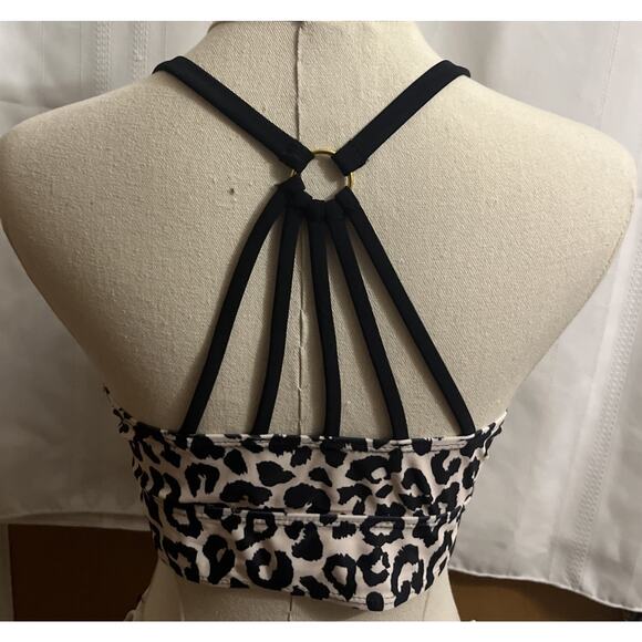 MakeMeChic Women’s 2 Piece Swimsuit Leopard Scoop Neck High Waist Drawstring M - Picture 8 of 14